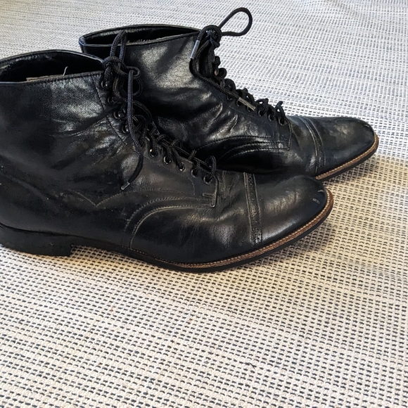 Men's Stacy Adams Black Leather Lace Up Boots Dress Work Business Size 14 - Picture 13 of 13